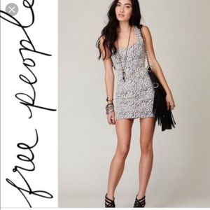 Free People Gray and White Dress
